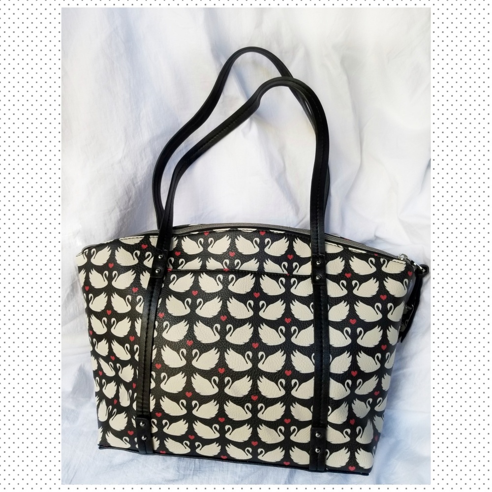 Relic Black and White Swan Tote